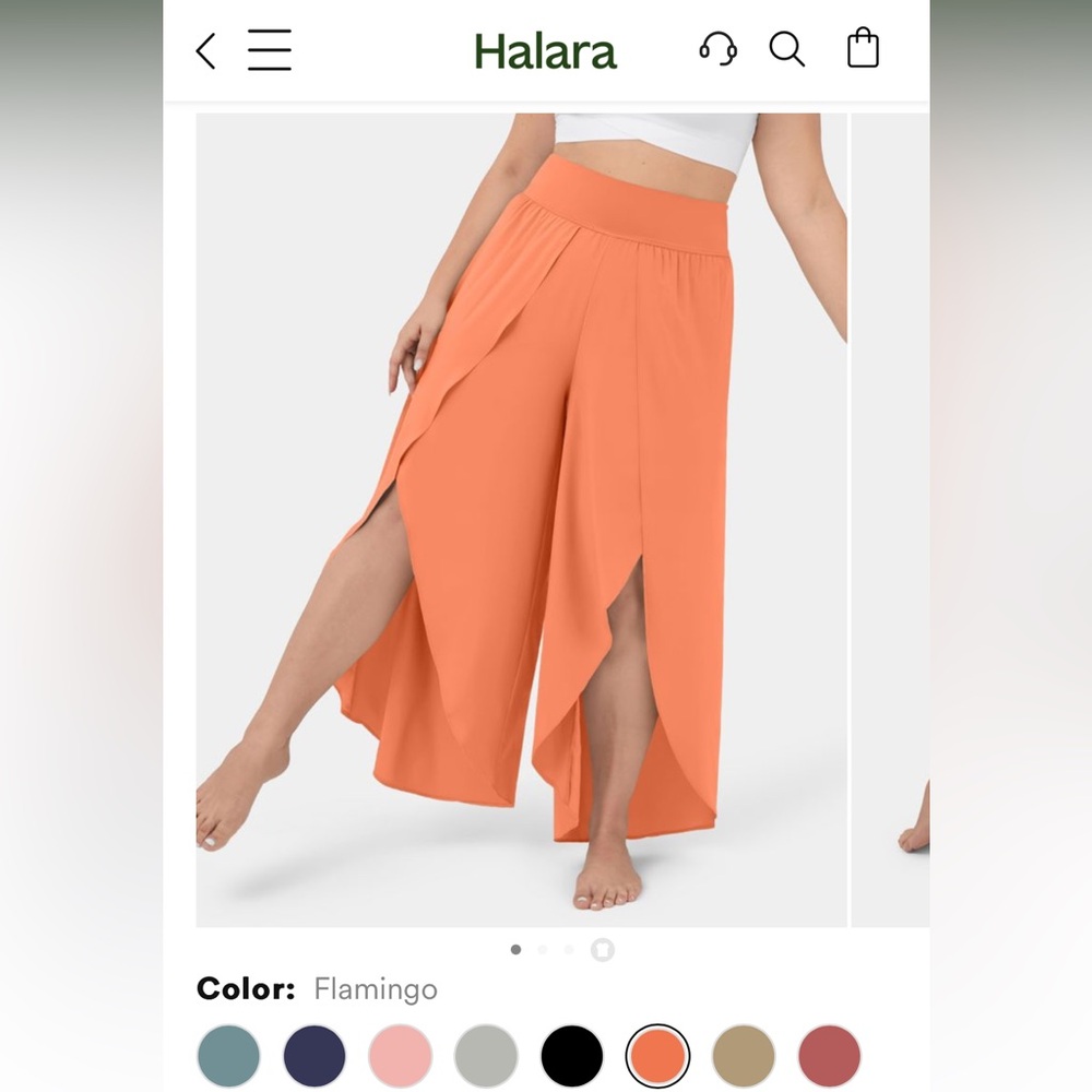 Breezeful: High Waisted Back Waistband Pocket Palazzo Flowy Split Leg Quick Dry